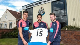 Newcastle players at the Coral launch
