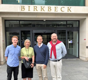 Oliver Graham, Sportradar product manager (left); Catherine Griffiths, BIDA programme and research development manager; Dr Malte Siegle, Sportradar head of university and research programme; Dr Alessandro Provetti, director of BIDA