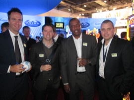 Michael Vaughan, Michael Owen and Viv Anderson, pictured with Stuart Carr, CEO of Real Sports Global