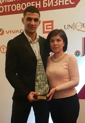 Olympian Ivaylo Ivanov (left) with Eurofootball’s Ekaterina Tonova