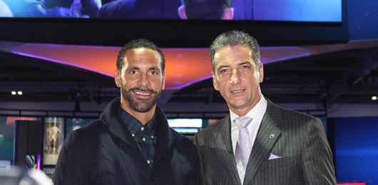 Rio Ferdinand with Novomatic CEO Harald Neumann at the launch of Football Gladiators