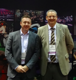 Terry Monkton, founder of Simworx, with Gino De-Gol, managing director of RoboCoaster