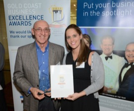 Juan Ulribe pictured with Emily Cleary from event sponsor Gold Coast Airport