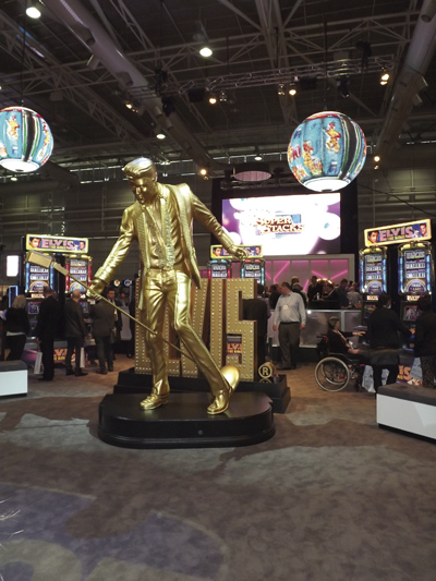 Elvis statue on IGT's stand