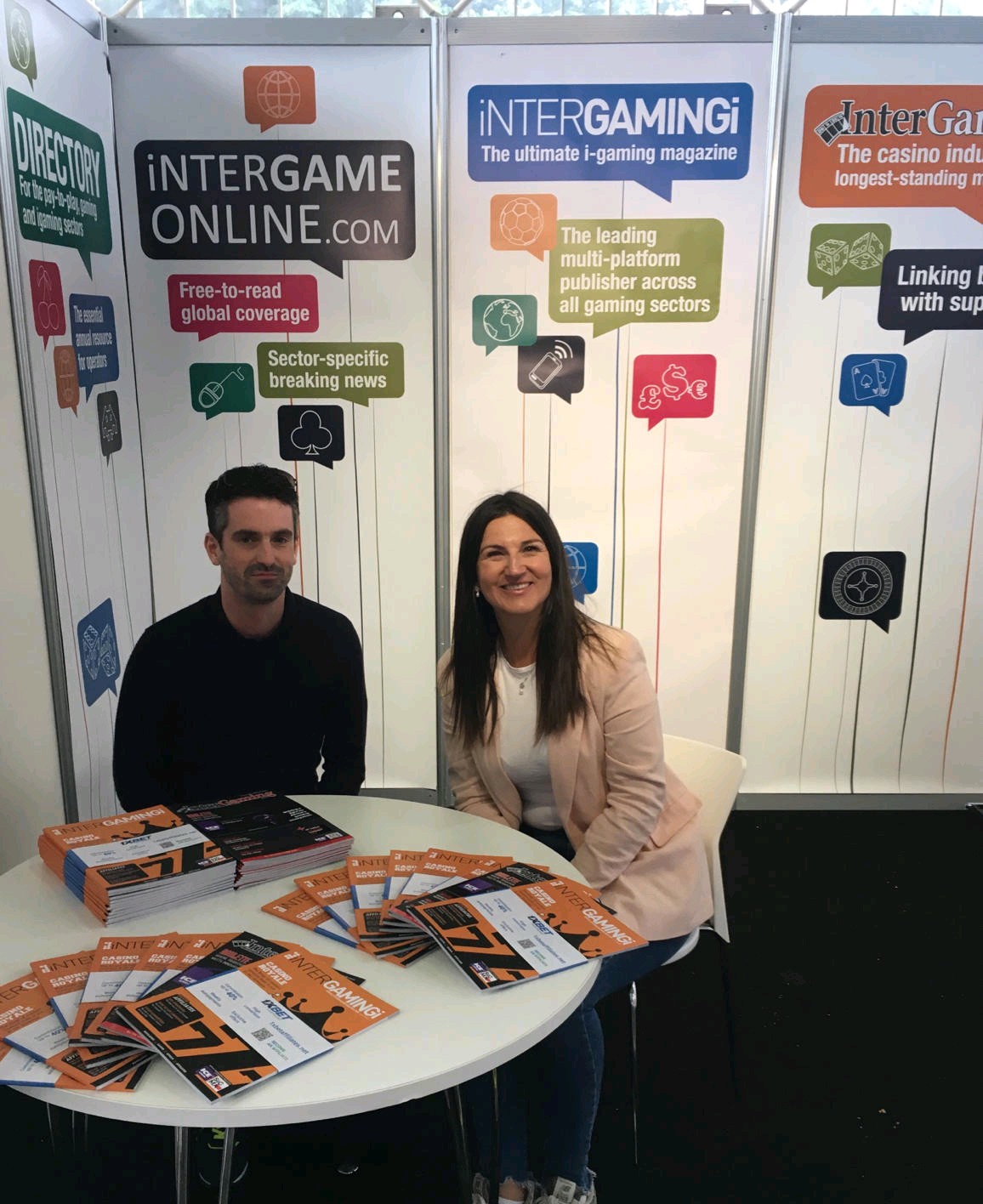 iNTERGAMNGi editor Matt Chambers (left) and sales executive Andrea Murphy at iGB Live