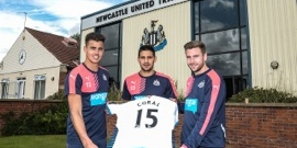 Newcastle players at the Coral launch