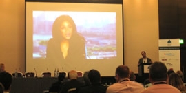 Dara Nasr, with Nicole Scherzinger, at the Mobile and Tablet Gaming Summit