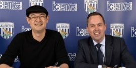Vincent Huang, COO of K8, with Adrian Wright, West Brom’s sales and marketing director 