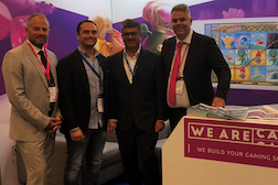 Richard Mifsud, Helio Gaming CEO (centre left) with Christian Maglia, CCO of WeAreCasino (centre right)