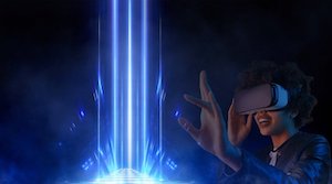 VR headset on a woman